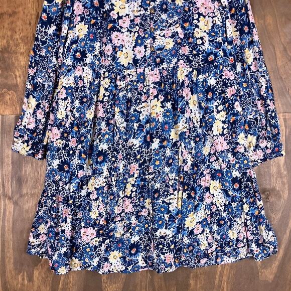 LOFT Womens Dress Multicolor Desert Garden Tiered Pockets Long Sleeve Small - Picture 3 of 12